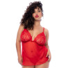 Nuisette courte grande taille rouge et string - MAL7562XRD