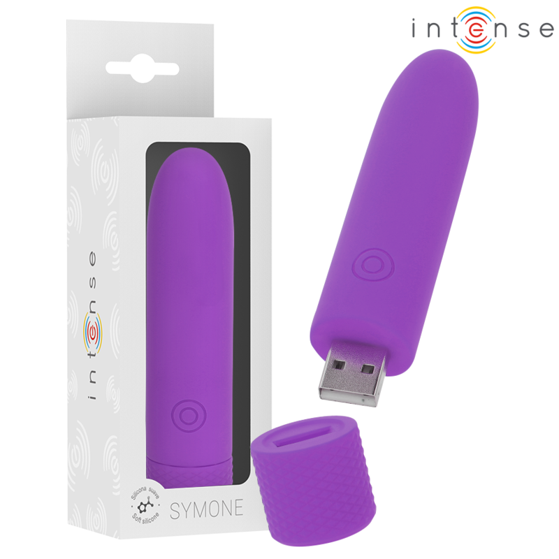 INTENSE - SYMONE BULLET VIBRANT RECHARGEABLE USB 8 VIBRATIONS VIOLET 10 X 2