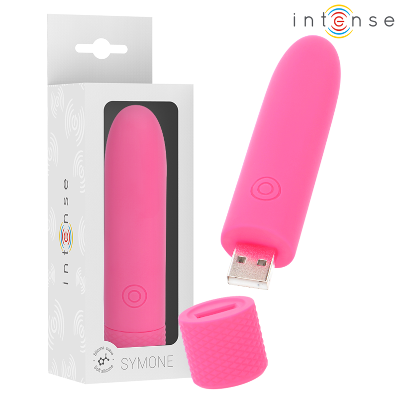 INTENSE - SYMONE BULLET VIBRANT RECHARGEABLE USB 8 VIBRATIONS ROSE 10 X 2