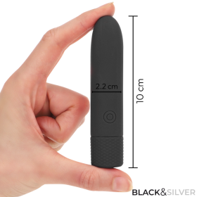 BLACK & SILVER - GERI BULLET VIBRANT RECHARGEABLE USB 8 VIBRATIONS NOIR 10 X 2,2 CM