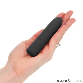 BLACK & SILVER - GERI BULLET VIBRANT RECHARGEABLE USB 8 VIBRATIONS NOIR 10 X 2,2 CM