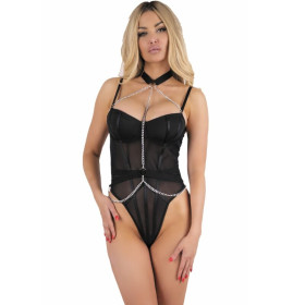 LIVCO CORSETTI FASHION - PEIGNOIR + CHEMISE + STRING MELISENDA CF 1709 NOIR S