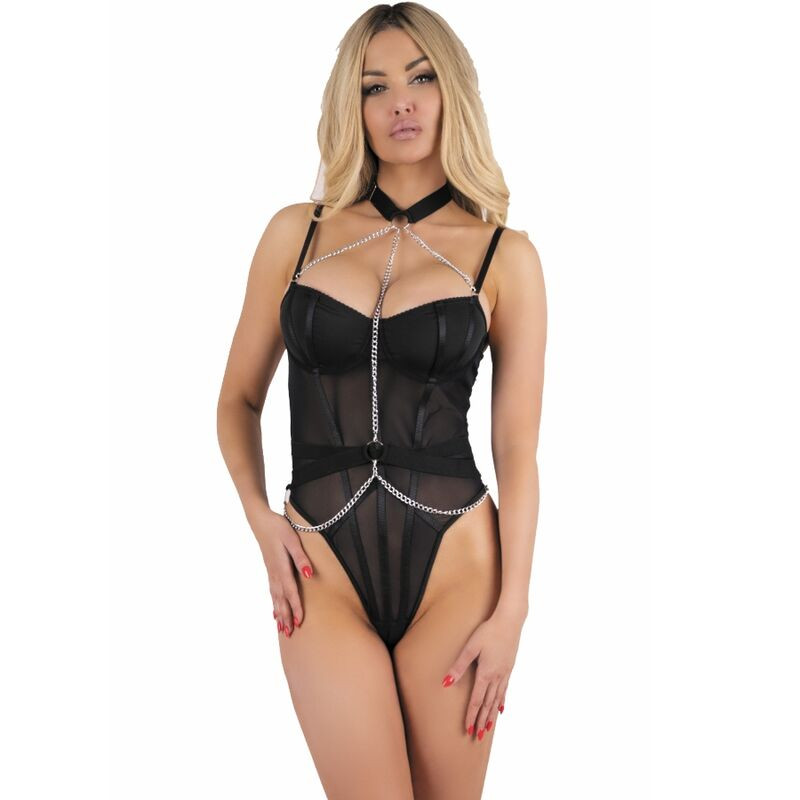 LIVCO CORSETTI FASHION - PEIGNOIR + CHEMISE + STRING MELISENDA CF 1709 NOIR S