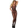 SUBBLIME - 951962 BODYSTOCKING RÉSILLE SANS FOURRURE IMPRIMÉ FLEURS NOIR TAILLE UNIQUE