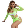 SUBBLIME - 952280 BODYSTOCKING RÉSILLE ÉLASTIQUE  MANCHES LONGUES VERT TAILLE UNIQUE