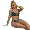 SUBBLIME - 952426 BODYSTOCKING RÉSILLE  MANCHES LONGUES ARC-EN-CIEL TAILLE UNIQUE