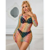 SUBBLIME - 952426 BODYSTOCKING RÉSILLE  MANCHES LONGUES ARC-EN-CIEL TAILLE UNIQUE