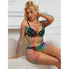 SUBBLIME - 952426 BODYSTOCKING RÉSILLE  MANCHES LONGUES ARC-EN-CIEL TAILLE UNIQUE