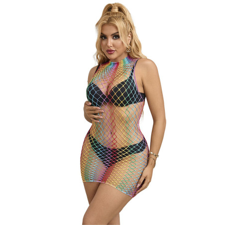 SUBBLIME - 952433 BODYSTOCKING RÉSILLE SANS MANCHES  COL MONTANT ARC-EN-CIEL TAILLE UNIQUE