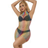 SUBBLIME - 952433 BODYSTOCKING RÉSILLE SANS MANCHES  COL MONTANT ARC-EN-CIEL TAILLE UNIQUE