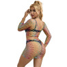 SUBBLIME - 952440 BODYSTOCKING 2 PIÈCES RÉSEILLE MANCHES LONGUES ARC-EN-CIEL TAILLE UNIQUE