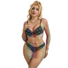 SUBBLIME - 952440 BODYSTOCKING 2 PIÈCES RÉSEILLE MANCHES LONGUES ARC-EN-CIEL TAILLE UNIQUE