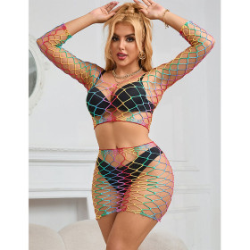 SUBBLIME - 952440 BODYSTOCKING 2 PIÈCES RÉSEILLE MANCHES LONGUES ARC-EN-CIEL TAILLE UNIQUE