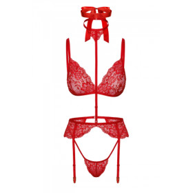 Ensemble 5 pièces Bondage Red Lace Kiss 243 - Kissable