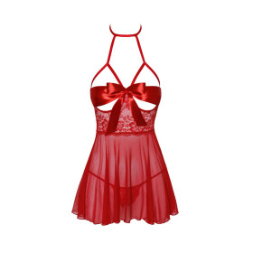 Sexy Kiss 247 babydoll et ruban de satin - Rouge