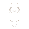 Soutien-gorge et string bijoux en chaînettes dorées et strass irisés - R24505186001