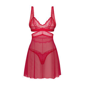 Cupide Desir babydoll et String - Rouge