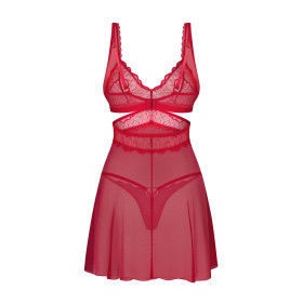 Cupide Desir babydoll et String - Rouge