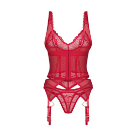 Cupide Desir corset et string - Rouge