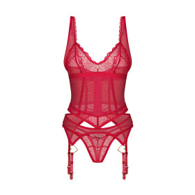 Cupide Desir corset et string - Rouge