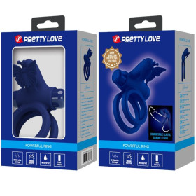 PRETTY LOVE - JAMELE DOUBLE ANNEAU AVEC VIBRATION & STIMULATEUR DE PAPILLON BLEU