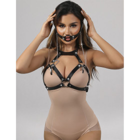 SUBBLIME - 953720 PINCES À SEINS EN CUIR BONDAGE NOIRES TAILLE UNIQUE