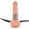 KINK - 5 ANNEAUX PÉNIS 3,8 CM À 5 CM MÉTAL AVEC CEINTURE CUIR 112 CM