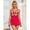 SUBBLIME - 954123 BABYDOLL AVEC DESSIN FLORAL ROUGE S/M