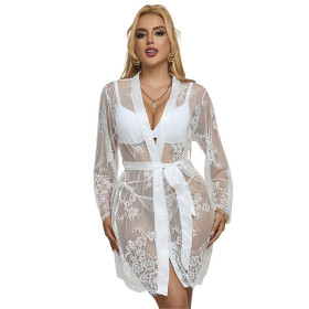 SUBBLIME - 954369 CHEMISE DE NUIT À MANCHES LONGUES À MOTIF FLORAL BLANC S/M