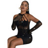 SUBBLIME - 952235 ROBE RÉSEILLE AVEC STRASS NOIR TAILLE UNIQUE