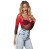 SUBBLIME - 952259 ROBE RÉSILLE ÉLASTIQUE MANCHES LONGUES DÉGRADÉ ROUGE ET NOIR TAILLE UNIQUE