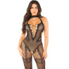 LEG AVENUE - BODYSTOCKING EN MAILLE SANS FOURREAU NOIR TAILLE UNIQUE