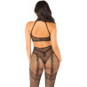 LEG AVENUE - BODYSTOCKING EN MAILLE SANS FOURREAU NOIR TAILLE UNIQUE