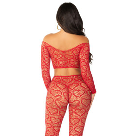 LEG AVENUE - CROP TOP + BAS ROUGE TAILLE UNIQUE