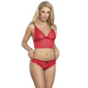 SUBBLIME - 953898 CHEMISIER DE NUIT EN SOIE ET DENTELLE + CULOTTE ROUGE S/M