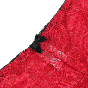 SUBBLIME - 953898 CHEMISIER DE NUIT EN SOIE ET DENTELLE + CULOTTE ROUGE S/M