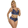 SUBBLIME - 954062 SOUTIEN-GORGE + CULOTTE DENTELLE BLEU S/M