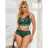 SUBBLIME - 954086 SOUTIEN-GORGE + CULOTTE DENTELLE VERT S/M