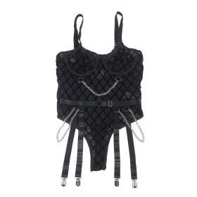 SUBBLIME - 9542277 BODY AVEC CHAÎNES + PORTE-JARRETELLES NOIR L/XL