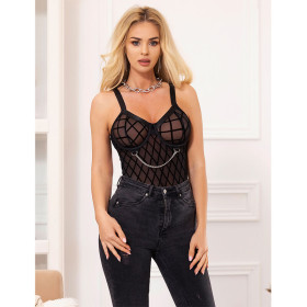 SUBBLIME - 9542277 BODY AVEC CHAÎNES + PORTE-JARRETELLES NOIR L/XL