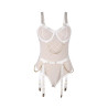 SUBBLIME - 954284 BODY AVEC CHAÎNES + PORTE-JARRETELLES BLANC S/M