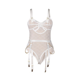 SUBBLIME - 954291 BODY AVEC CHAÎNES + PORTE-JARRETELLES BLANC L/XL