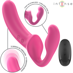 INTENSE - AMY DOUBLE VIBRATEUR 20 CM ROSE TÉLÉCOMMANDE