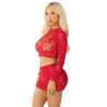 LEG AVENUE - JUPE COURTE ET MINI-JUPE EN FILET BRILLANT ROUGE