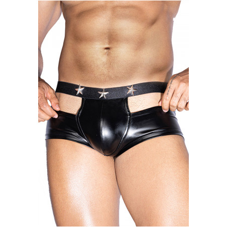 Boxer sexy noir avec ouvertures  - J Lingerie