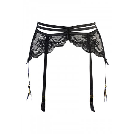 Porte-jarretelles tulle et dentelle noir V-10712 - Axami