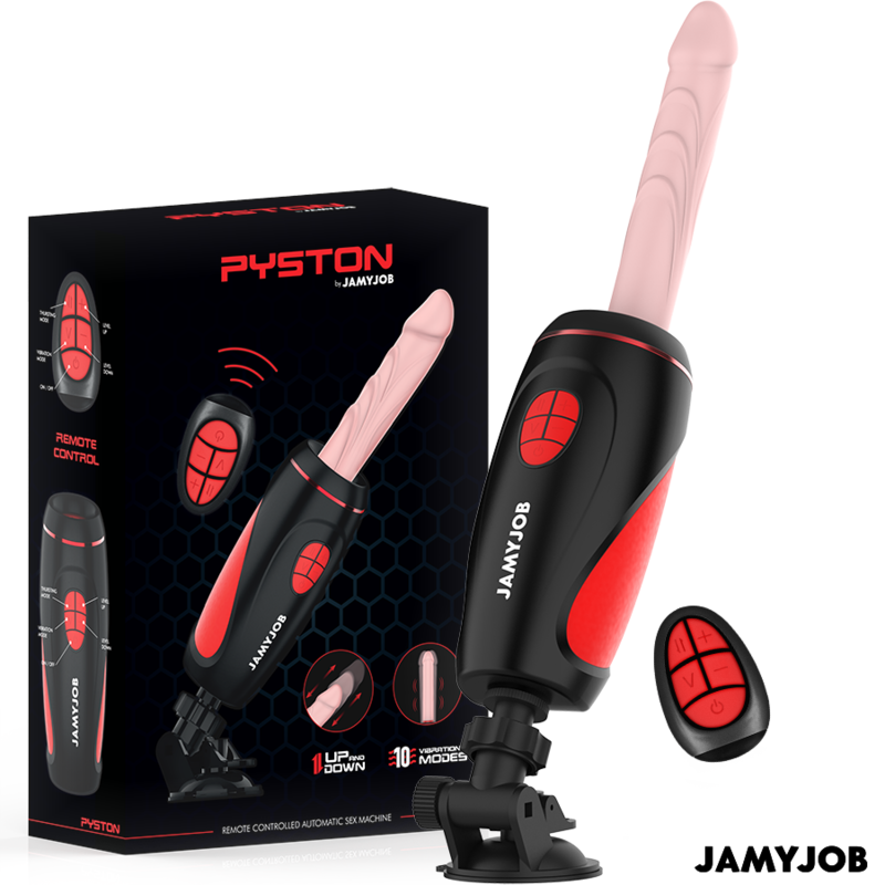 JAMYJOB - MASTURBATEUR AUTOMATIQUE PYSTON BASE AVEC DILDO À TÉLÉCOMMANDE