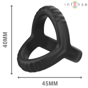 INTENSE - CARSON ANNEAU PÉNIS DOUBLE SILICONE NOIR MODÈLE 4