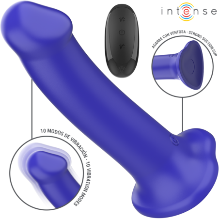 INTENSE - VICTORIA VIBRATEUR AVEC VENTOUSE 10 VIBRATIONS BLEU FONCÉ TÉLÉCOMMANDE