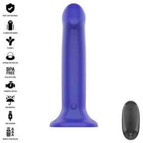 INTENSE - VICTORIA VIBRATEUR AVEC VENTOUSE 10 VIBRATIONS BLEU FONCÉ TÉLÉCOMMANDE